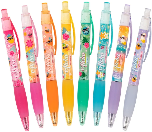 Alt view image 4 of 6 - Glitter Gel Smens (2 Pack) - Aloha Unicorn Scented Pens, Colored Glitter Gel Ink, Medium Point, 8 Count