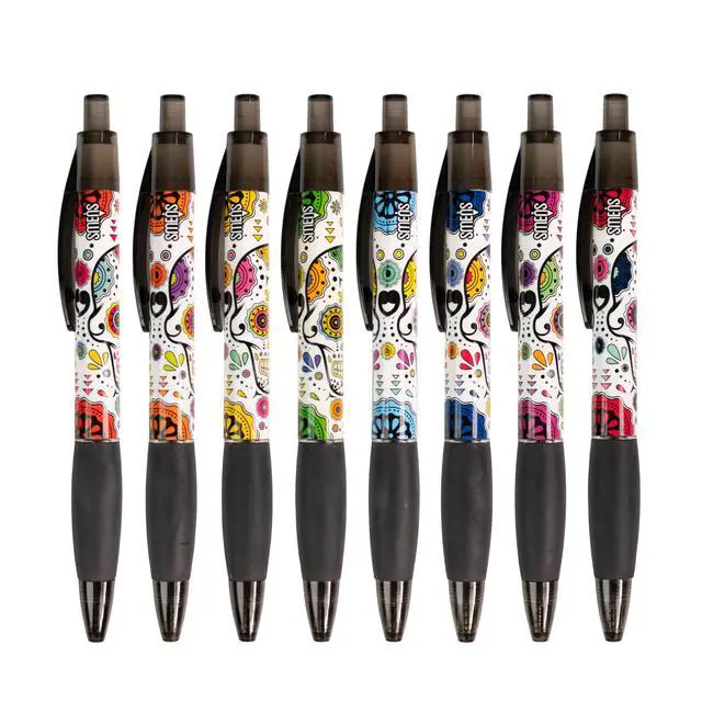 Alt view image 5 of 6 - Sugar Skull Smens (2 Pack) - Scented Pens, Black Ink, Medium Point - 8 Count