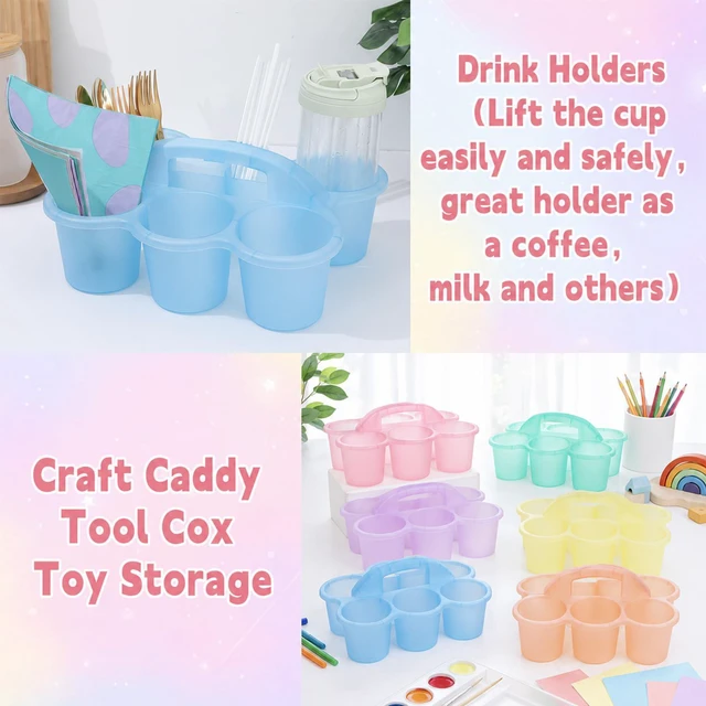 Alt view image 5 of 7 - 6 Pack Classroom Caddy Organizer with Handle, 6 Compartments, Colorful Clear