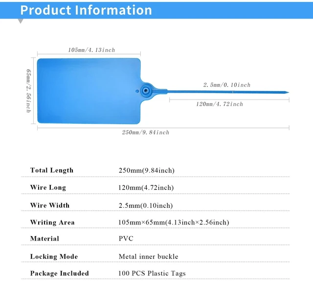 Alt view image 4 of 7 - 100 Plastic Shipping Tags - Waterproof, Writable, Hanging Tags with One Marker Pen (Navy Blue)