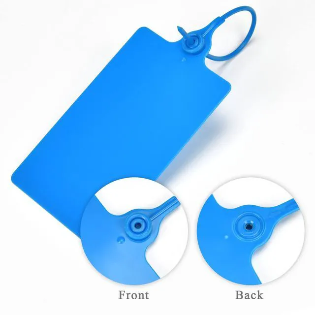 Alt view image 7 of 7 - 100 Plastic Shipping Tags - Waterproof, Writable, Hanging Tags with One Marker Pen (Navy Blue)