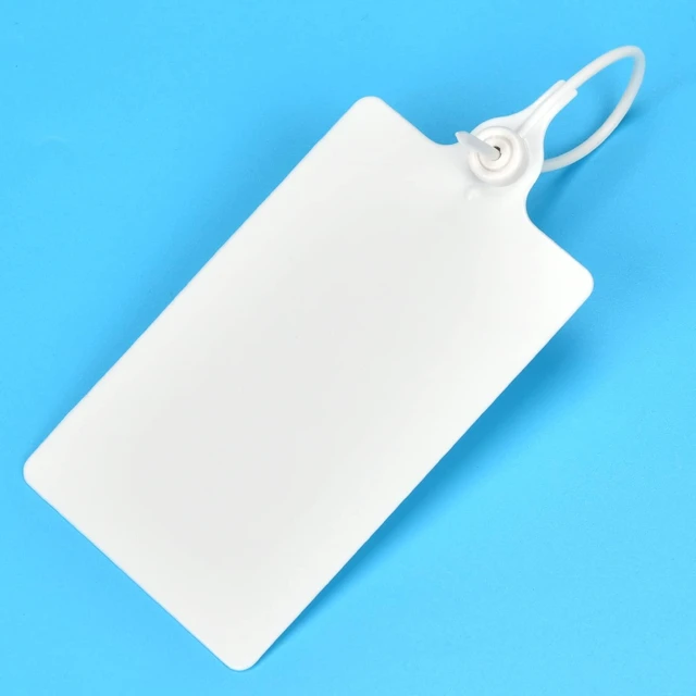 Alt view image 2 of 7 - 100 Plastic Shipping Tags - Waterproof, Writable Labels for Security, Storage, Hanging - With Marker Pen (White)
