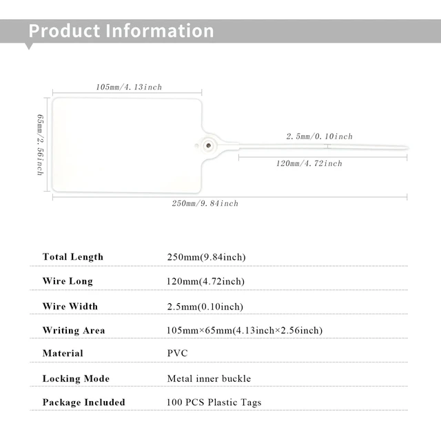 Alt view image 3 of 7 - 100 Plastic Shipping Tags - Waterproof, Writable Labels for Security, Storage, Hanging - With Marker Pen (White)