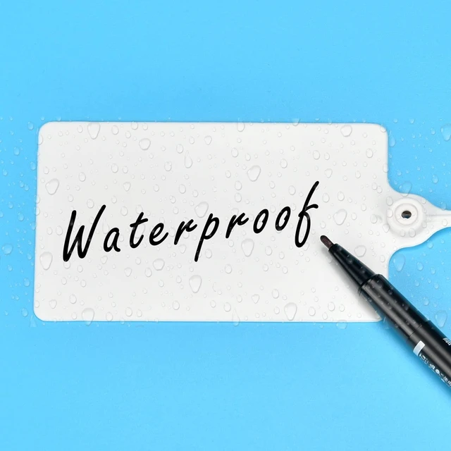 Alt view image 7 of 7 - 100 Plastic Shipping Tags - Waterproof, Writable Labels for Security, Storage, Hanging - With Marker Pen (White)