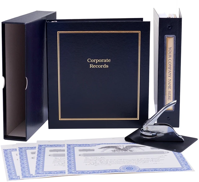 Main image of Not for Profit Corporate Kit (Black) - Binder, Slipcase, Stock Certificates, Index Tabs & Metal Corporate Seal