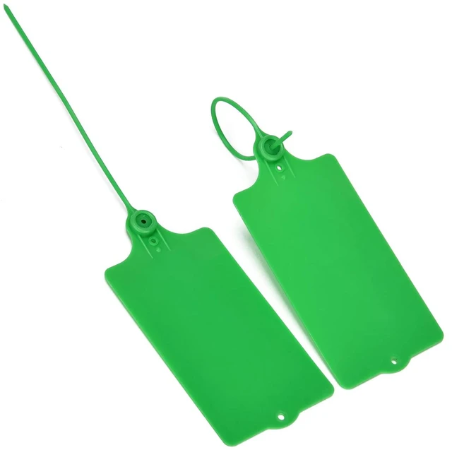 Alt view image 2 of 7 - 100 Plastic Tags Shipping Tags Water Proof Tags for Labeling Shipping Labels Security Seals Writable Marker Ties Hanging Tags Storage Tag with One Marker Pen (Green)