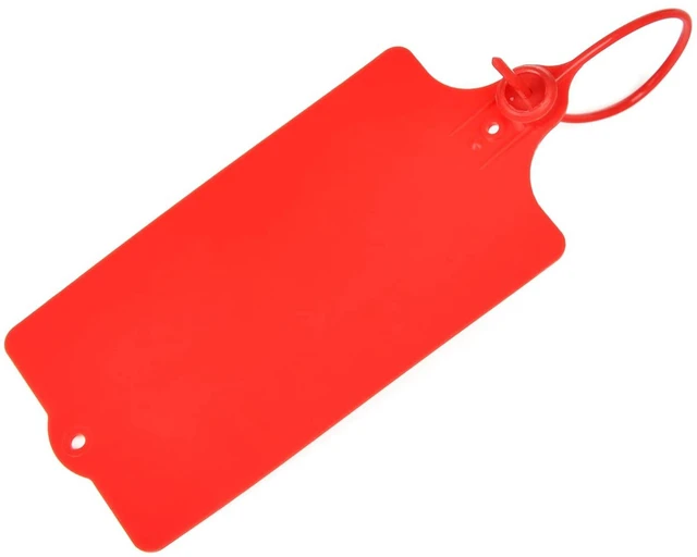 Alt view image 7 of 7 - 100 Plastic Shipping Tags - Waterproof, Writable, Hanging Tags with One Red Marker Pen