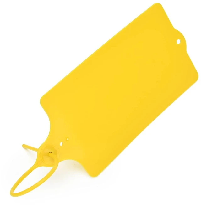 Alt view image 2 of 6 - 100 Plastic Shipping Tags - Waterproof, Writable, Hanging Tags with One Yellow Marker Pen