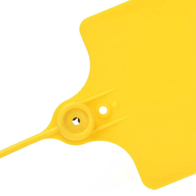 Alt view image 6 of 6 - 100 Plastic Shipping Tags - Waterproof, Writable, Hanging Tags with One Yellow Marker Pen
