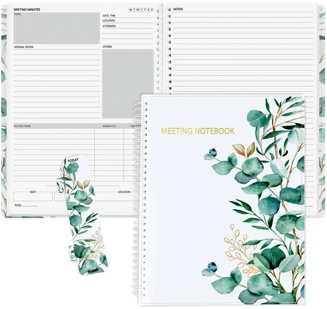 Main image of Half Meeting Half Note - 8.5"x11" Professional Notebooks for Work - 160 Pages, A4 Size Project Planner, Spiral Meeting Agenda/Minutes Organizer for Women Men, Note Taking, Office & Business