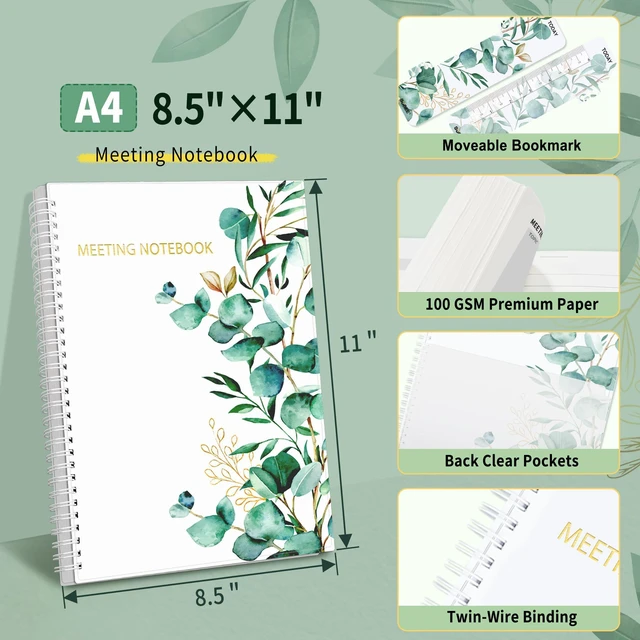 Alt view image 4 of 6 - Half Meeting Half Note - 8.5"x11" Professional Notebooks for Work - 160 Pages, A4 Size Project Planner, Spiral Meeting Agenda/Minutes Organizer for Women Men, Note Taking, Office & Business