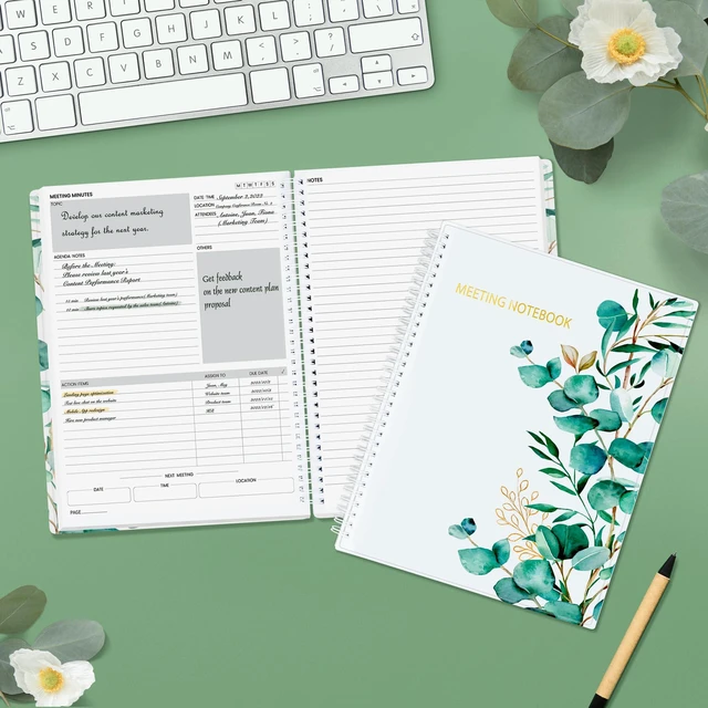 Alt view image 5 of 6 - Half Meeting Half Note - 8.5"x11" Professional Notebooks for Work - 160 Pages, A4 Size Project Planner, Spiral Meeting Agenda/Minutes Organizer for Women Men, Note Taking, Office & Business
