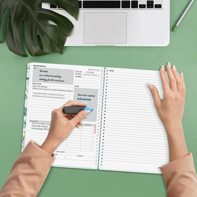 Alt view image 6 of 6 - Half Meeting Half Note - 8.5"x11" Professional Notebooks for Work - 160 Pages, A4 Size Project Planner, Spiral Meeting Agenda/Minutes Organizer for Women Men, Note Taking, Office & Business