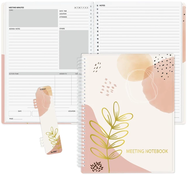 Main image of Half Meeting Half Note - 8.5"x11" Professional Notebooks for Work - 160 Pages, A4 Size Project Planner, Spiral Meeting Agenda/Minutes Organizer for Women Men, Note Taking, Office & Business