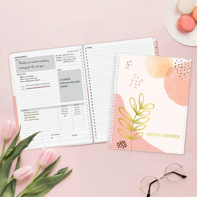Alt view image 5 of 6 - Half Meeting Half Note - 8.5"x11" Professional Notebooks for Work - 160 Pages, A4 Size Project Planner, Spiral Meeting Agenda/Minutes Organizer for Women Men, Note Taking, Office & Business