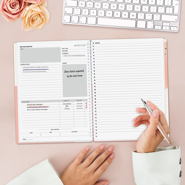 Alt view image 6 of 6 - Half Meeting Half Note - 8.5"x11" Professional Notebooks for Work - 160 Pages, A4 Size Project Planner, Spiral Meeting Agenda/Minutes Organizer for Women Men, Note Taking, Office & Business