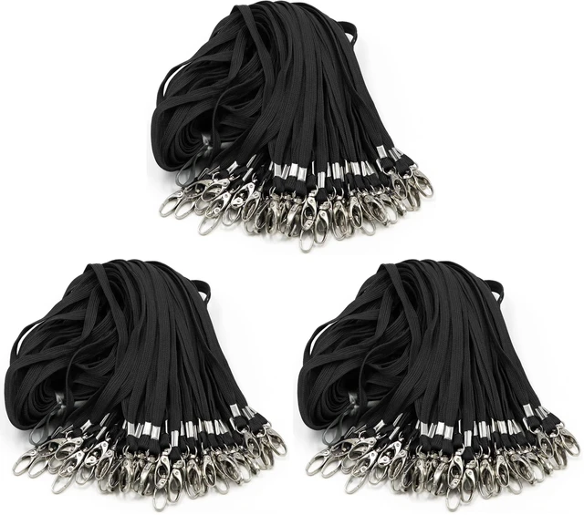 Main image of 300 Pack Lanyards Bulk Black Lanyard for Office Id Badges Flat Lanyard with Badge Clip Swivel Hook (300 Pack, Black)