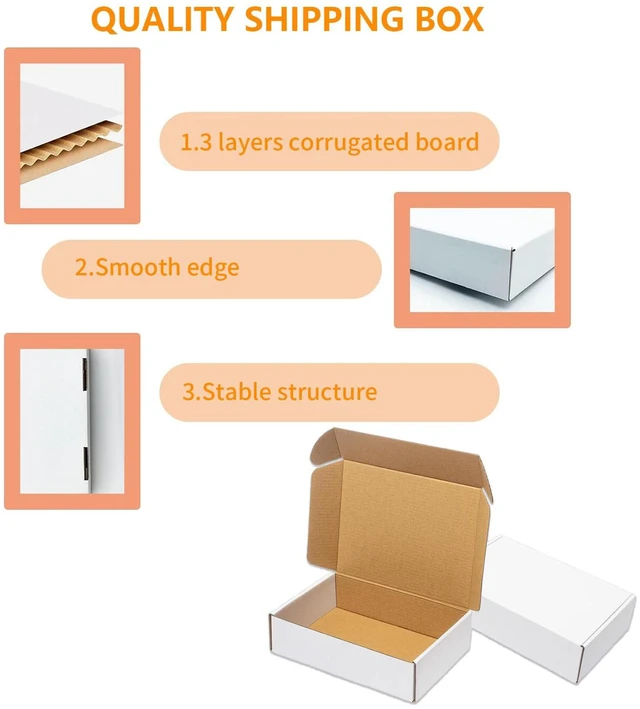 Alt view image 3 of 7 - 50 Pack 6x4x3 Small Shipping Boxes, White Corrugated Cardboard Packaging Box for Small Business