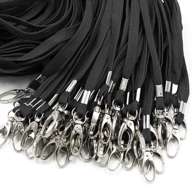 Alt view image 5 of 7 - 300 Pack Lanyards Bulk Black Lanyard for Office Id Badges Flat Lanyard with Badge Clip Swivel Hook (300 Pack, Black)