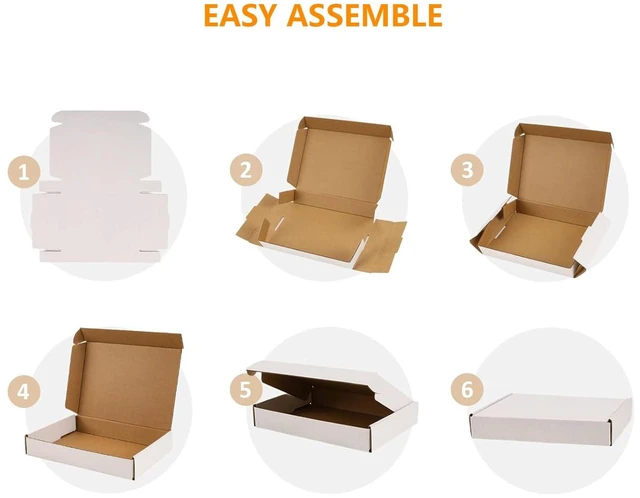 Alt view image 5 of 7 - 50 Pack 6x4x3 Small Shipping Boxes, White Corrugated Cardboard Packaging Box for Small Business