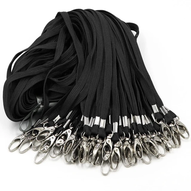 Alt view image 7 of 7 - 300 Pack Lanyards Bulk Black Lanyard for Office Id Badges Flat Lanyard with Badge Clip Swivel Hook (300 Pack, Black)