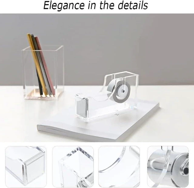 Alt view image 4 of 6 - Office Desk AccessoriesOffice Supplies Set Acrylic Stapler Set Staple Remover, Tape Holder, Pen Holder, 2 Ballpoint Pen, Scissor, Binder Clips, Paper Clips and 1000pcs Staples(Silver)