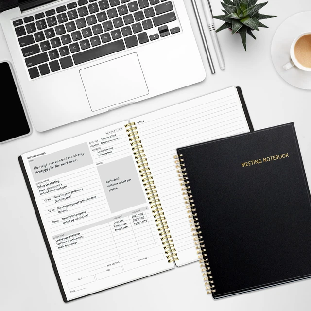 Alt view image 5 of 6 - Half Meeting Half Note - 8.5"x11" Professional Notebooks for Work - 160 Pages, A4 Size Project Planner, Spiral Meeting Agenda/Minutes Organizer for Women Men, Note Taking, Office & Business