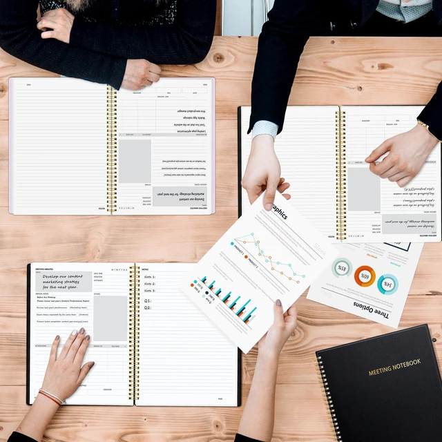 Alt view image 6 of 6 - Half Meeting Half Note - 8.5"x11" Professional Notebooks for Work - 160 Pages, A4 Size Project Planner, Spiral Meeting Agenda/Minutes Organizer for Women Men, Note Taking, Office & Business