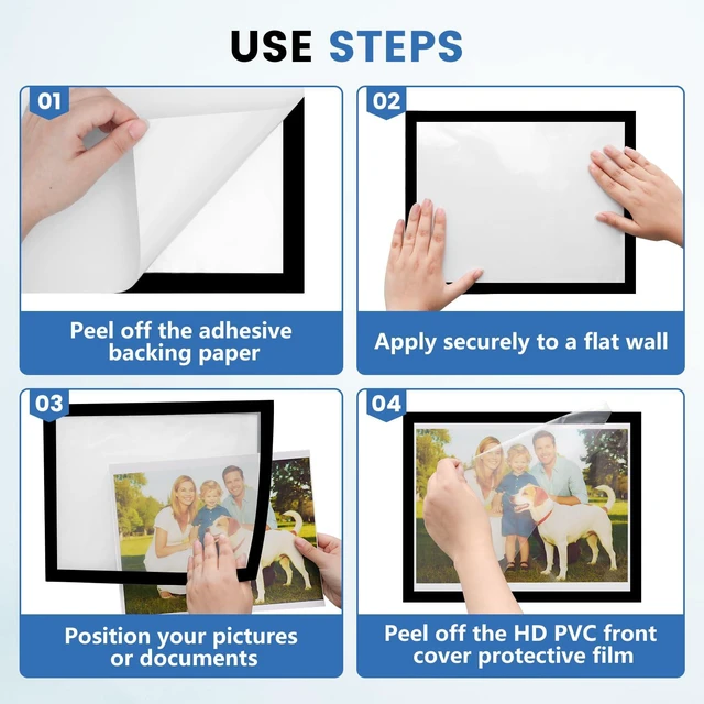 Alt view image 7 of 7 - 25 Pack Magnetic Sign Holder, 8.5in x 11in Magnetic Paper Holder Self Adhesive Magnetic Document Holder, Wall Mount Magnetism Border Sign Holder with Transparent PVC Front Cover