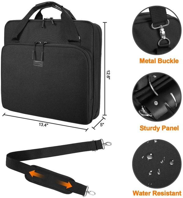Alt view image 4 of 7 - 4 Inch 3 Ring Zipper Binder D-Ring with Strap & Multi-Pockets Binder with Strap 800 Sheet Capacity for School and Office Binder Organizer, Compatible with 13-Inch MacBook/Table, Black