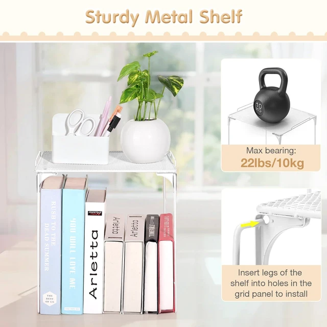 Alt view image 4 of 7 - 18PCS Locker Accessories for Girls, Lockers Decor for School, White Includes a metal mesh shelf, whiteboard, magnetic mirror, comb, arker holders, plush rug and magnets for locker organizer
