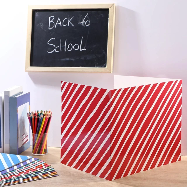 Alt view image 7 of 7 - 30 Pcs Privacy Folders for Students Desk,Strip,Stripe Color Trifold Desk Dividers for Classroom, Colored Privacy Partition Folders for Student Teacher Desks, 15.8 x 13.4 x 11.81 Inches