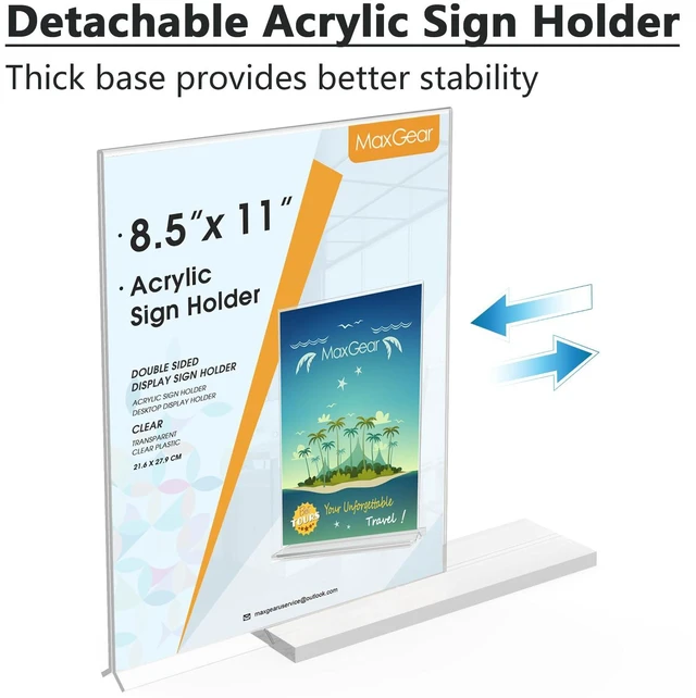 Alt view image 5 of 7 - Acrylic Sign Holder 8.5" x 11" Double Sided Acrylic Stand, 6 Pack Clear Acrylic, Double-Sided Display, Stable Tabletop Stand, Quick Paper Replacement, Fits Menus, Signs, Notices, Photos
