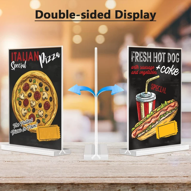 Alt view image 6 of 7 - Acrylic Sign Holder 8.5" x 11" Double Sided Acrylic Stand, 6 Pack Clear Acrylic, Double-Sided Display, Stable Tabletop Stand, Quick Paper Replacement, Fits Menus, Signs, Notices, Photos