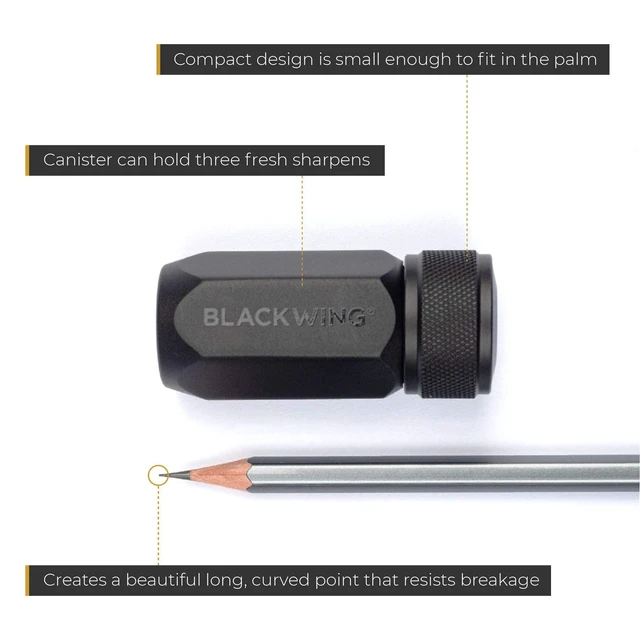 Alt view image 2 of 7 - One-Step Long Point Pencil Sharpener, German Steel Blade, Black