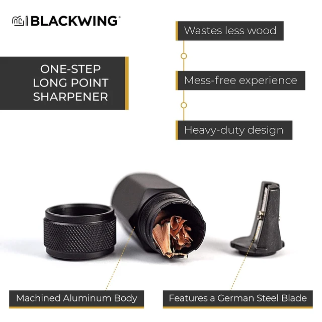 Alt view image 3 of 7 - One-Step Long Point Pencil Sharpener, German Steel Blade, Black