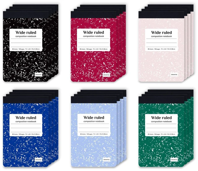 Main image of Small Composition Notebook Bulk, Wide Ruled, 160 Pages, Assorted 4.75 x 7.5 in, 80 Sheets, 24 Pack Half Size Composition Notebooks, Mini Notepad Journal, Primary Students, Classroom, Reading