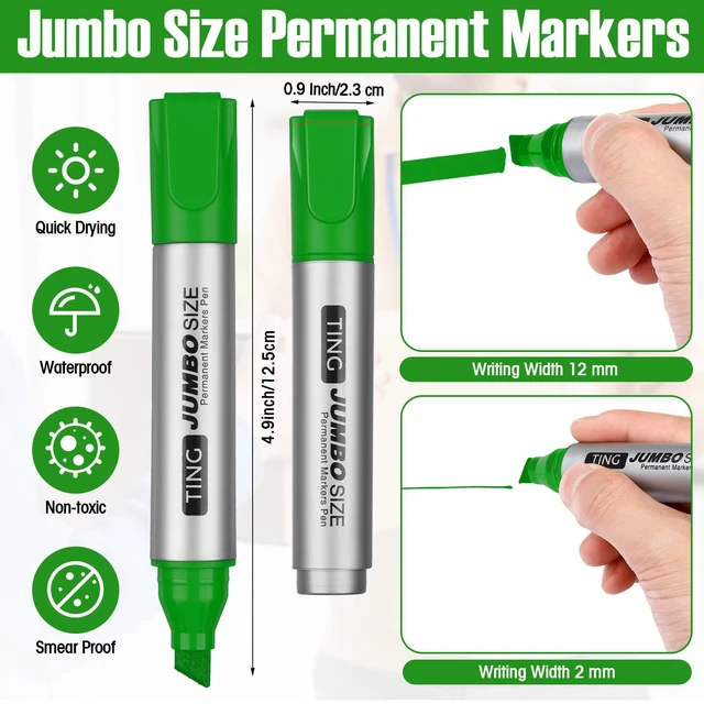 Alt view image 3 of 7 - 10 Pack Jumbo Permanent Markers Chisel Tip Quick Dry Grass Green Waterproof, Large Big Poster Pens Bulk for Office, Logistics Company and More