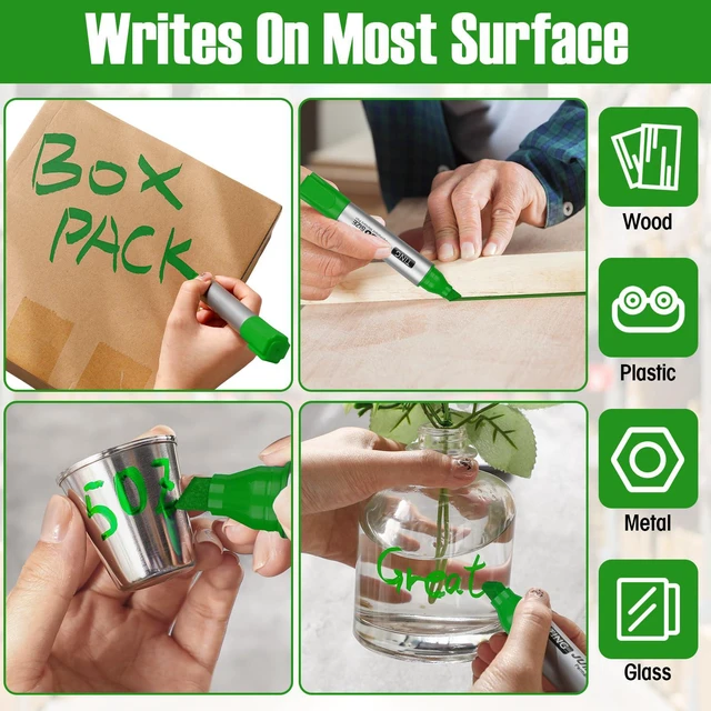 Alt view image 5 of 7 - 10 Pack Jumbo Permanent Markers Chisel Tip Quick Dry Grass Green Waterproof, Large Big Poster Pens Bulk for Office, Logistics Company and More