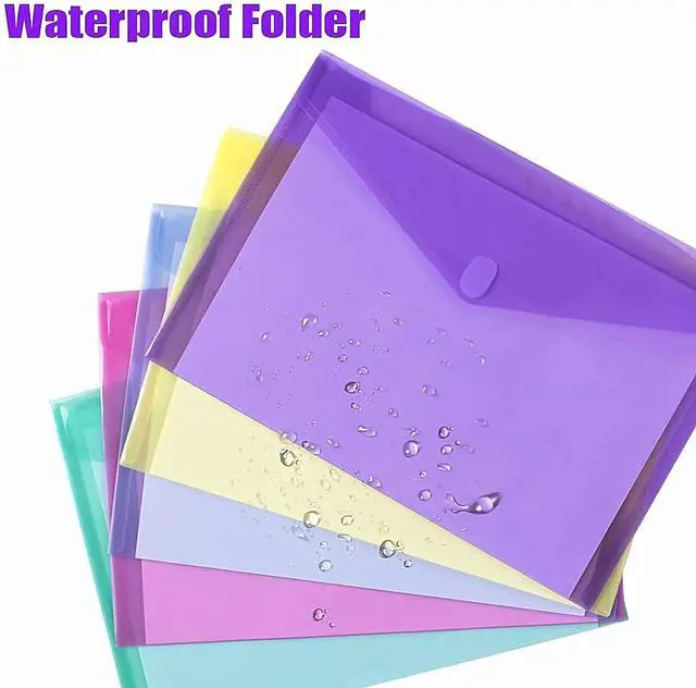 Alt view image 3 of 6 - 50 Pack Plastic Envelopes File Folders, Plastic Folders with Safe Closure, Colored Folder for Documents Organizer Letter/A4 Size, Clear Filing Folder for Office School Supplies Storage, 8 Colors