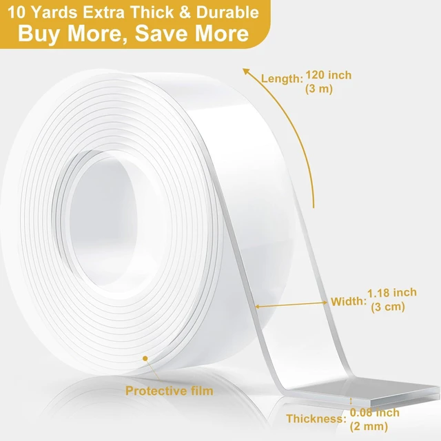 Alt view image 2 of 7 - 3 Pack Double Sided Tape for Walls - Professional Pack for Workshops, 1.2" x 120" Office & Small BusinessMounting Tape for Professional Use, Household Support Combination Set