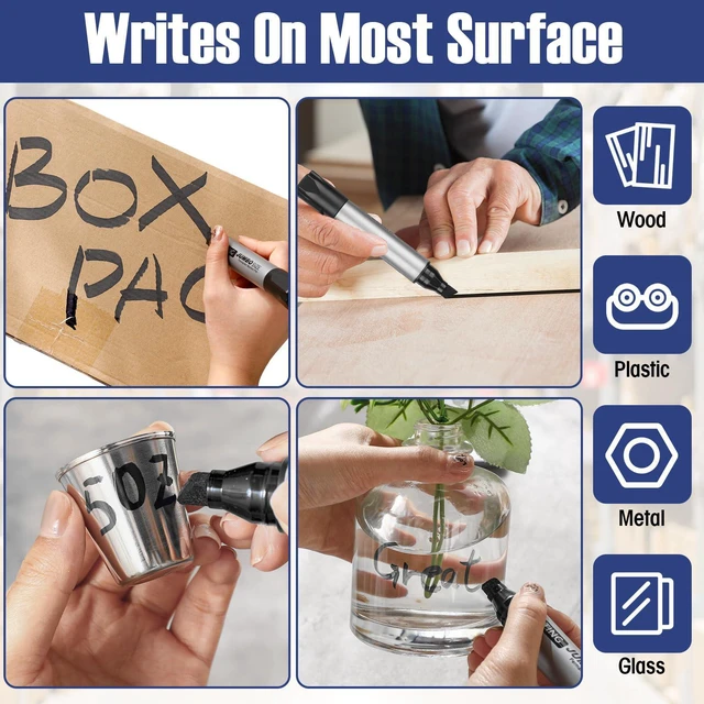 Alt view image 5 of 6 - 10 Pack Jumbo Permanent Markers Chisel Tip Quick Dry Black Waterproof, Large Big Poster Pens Bulk for Office, Logistics Company and More