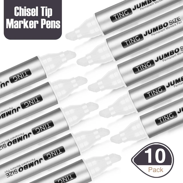 Alt view image 2 of 7 - 10 Pack Jumbo Permanent Markers Chisel Tip Quick Dry White Waterproof, Large Big Poster Pens Bulk for Office, Logistics Company and More