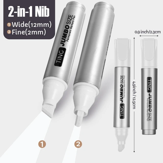 Alt view image 3 of 7 - 10 Pack Jumbo Permanent Markers Chisel Tip Quick Dry White Waterproof, Large Big Poster Pens Bulk for Office, Logistics Company and More