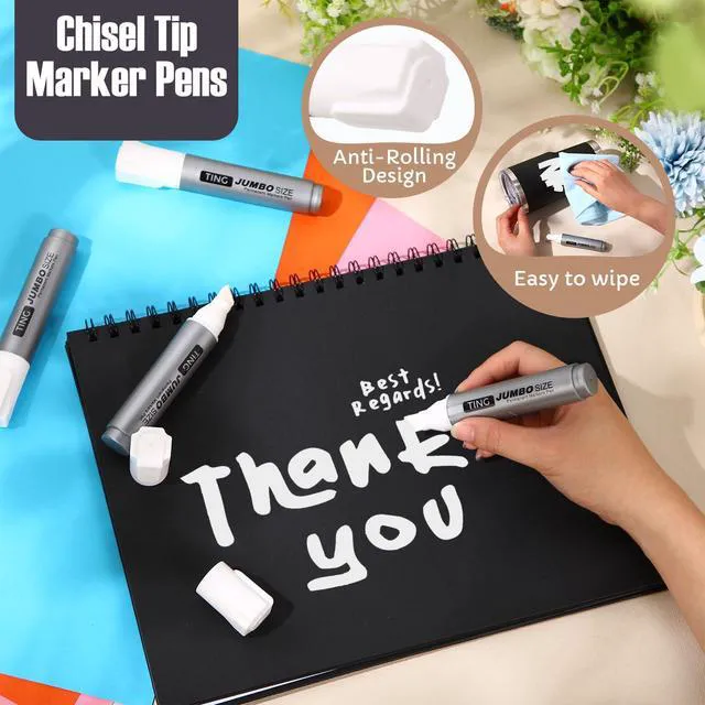 Alt view image 4 of 7 - 10 Pack Jumbo Permanent Markers Chisel Tip Quick Dry White Waterproof, Large Big Poster Pens Bulk for Office, Logistics Company and More