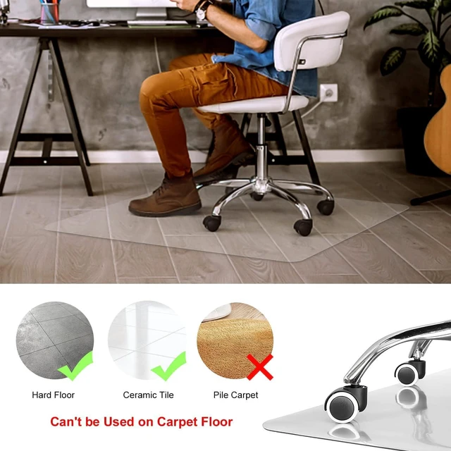 Alt view image 2 of 6 - Clear Chair Mat, Hard Floor Use, 48" X 53" Desk Chair Mat Transparent Office Home Floor Protector mat Chairmats (48" X 53" Rectangle)
