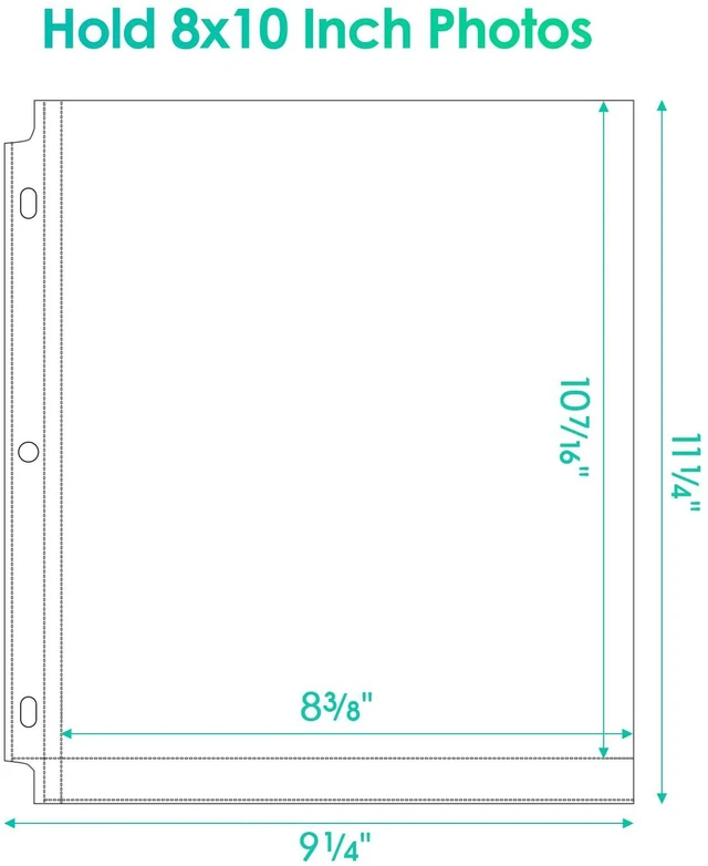 Alt view image 3 of 7 - 120 Pack 8x10 Photo Sleeves for 3 Ring Binder(120 Picture),1 Pocket Heavy-Duty Archival Page Protectors, Clear Photo Album Refill Pages, Plastic Binder Sleeves with Pockets, Acid-Free Inserts