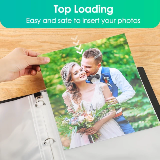 Alt view image 6 of 7 - 120 Pack 8x10 Photo Sleeves for 3 Ring Binder(120 Picture),1 Pocket Heavy-Duty Archival Page Protectors, Clear Photo Album Refill Pages, Plastic Binder Sleeves with Pockets, Acid-Free Inserts