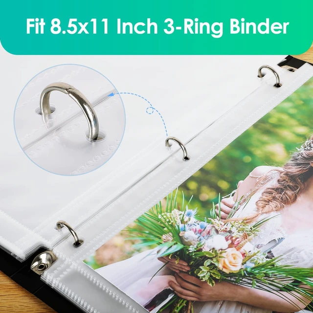 Alt view image 7 of 7 - 120 Pack 8x10 Photo Sleeves for 3 Ring Binder(120 Picture),1 Pocket Heavy-Duty Archival Page Protectors, Clear Photo Album Refill Pages, Plastic Binder Sleeves with Pockets, Acid-Free Inserts
