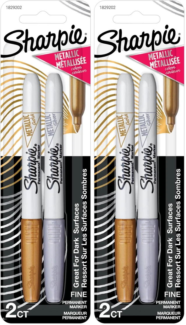 Main image of Metallic Fine Point Permanent Marker, Assorted Colors, 1829202, 2 Count (Pack of 2)